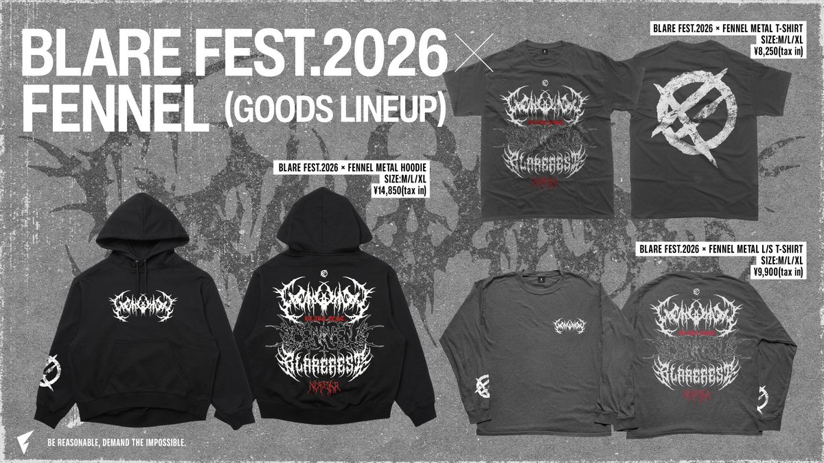 BLARE FEST.2026 × FENNEL PRE ORDER FENNEL ONLINE STOREにて