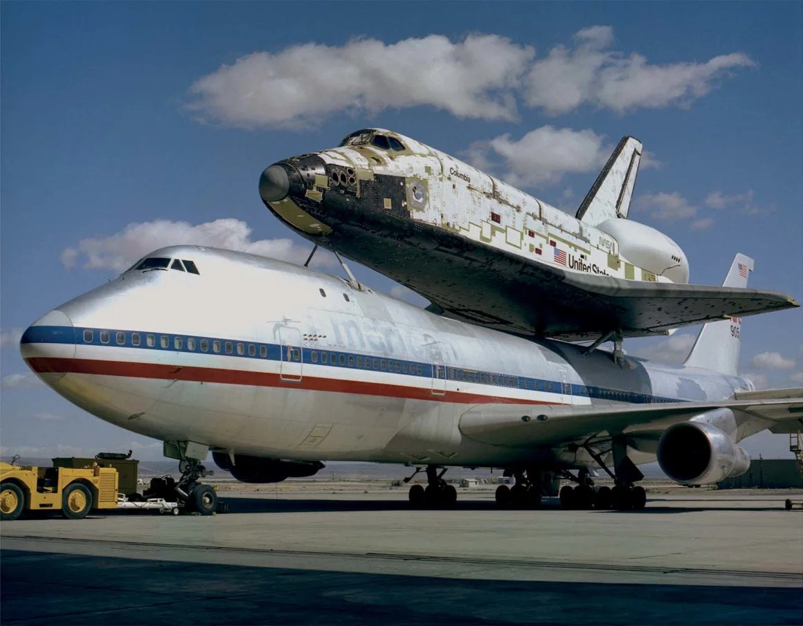 Space Ship Columbia in 1979, ready to fly piggyback on a Boeing