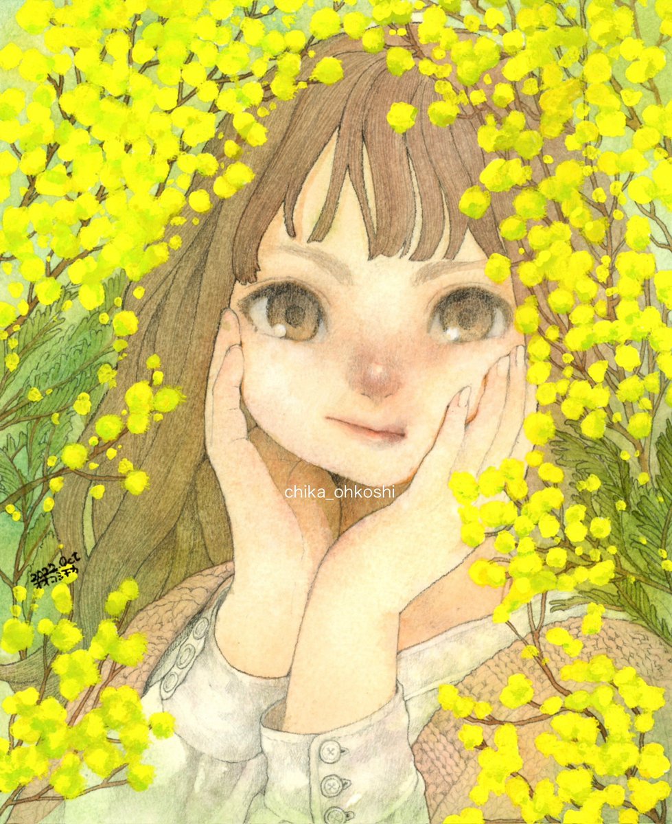 やわらかな 2022 #アナログイラスト #透明水彩 #水彩イラスト #ミモザ