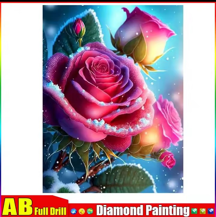 ダイヤモンドアート 久しぶりに完成品載せます！綺麗な薔薇