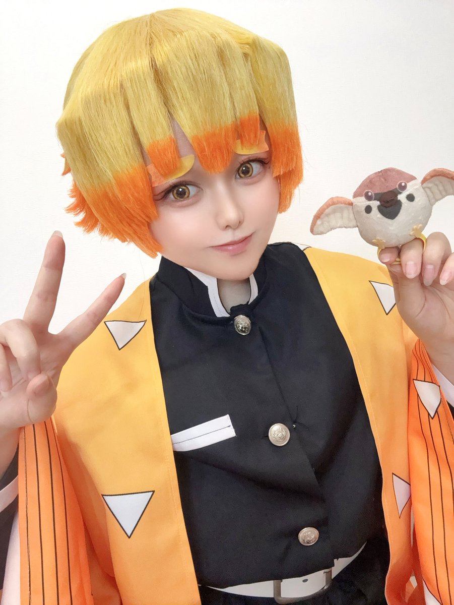 我妻善逸 コスプレ/cosplay 鬼滅の刃 なう💛だよ おnewウィッグと