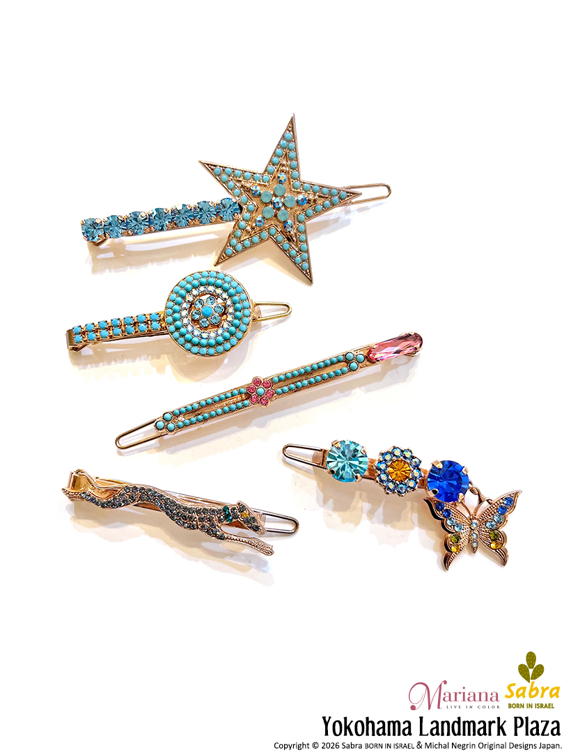 爽やかなターコイズやブルーがポイントのマリアナのヘアバレッタを集め