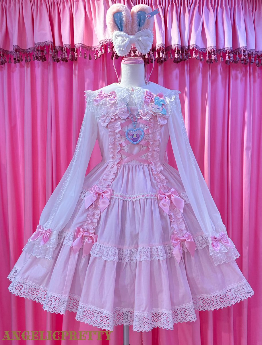 ♡肩リボンジャンパースカート ♡ピンク ¥37,400 ♡ドレッシーリボン