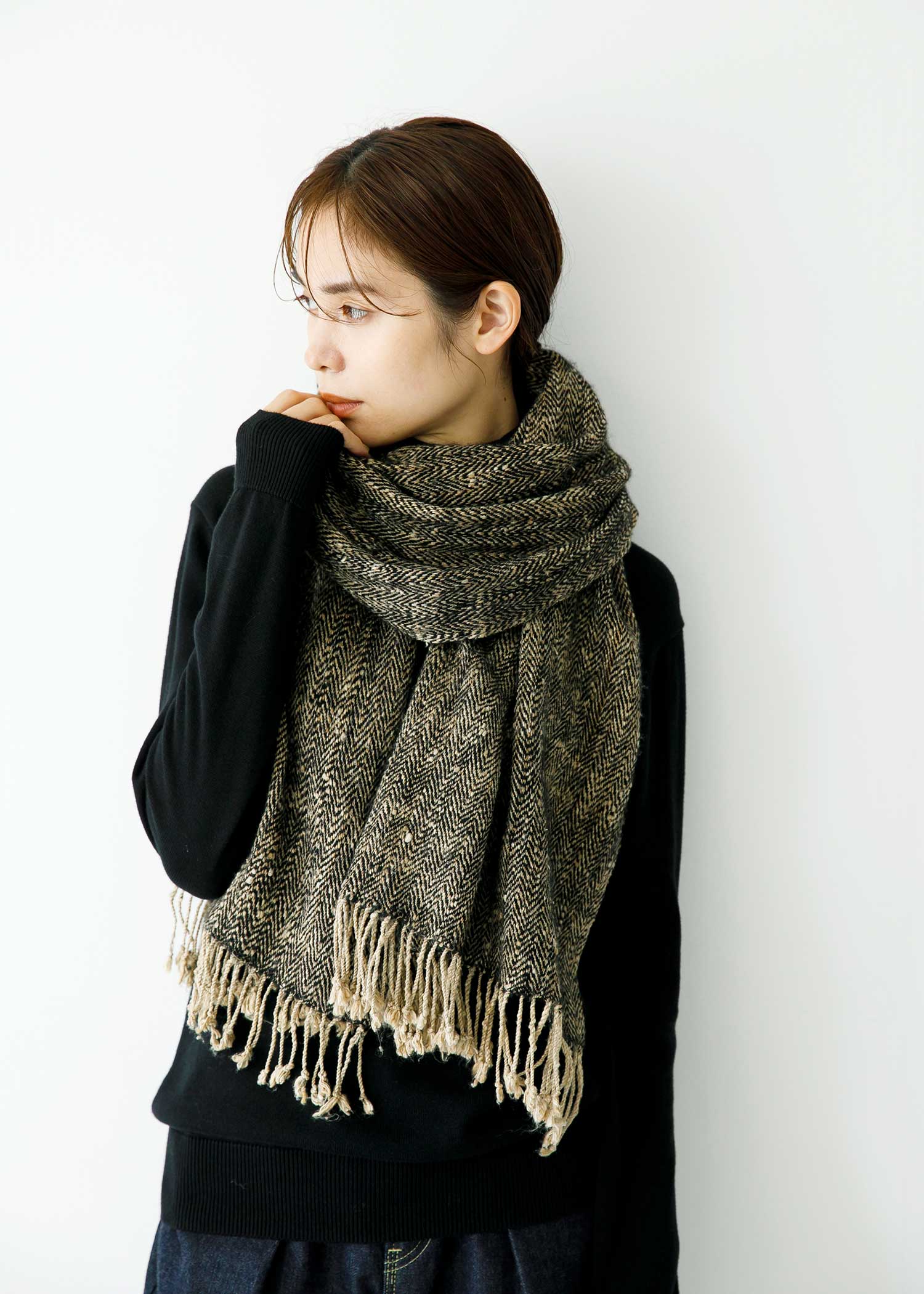 手織りシルク＆ヤクウールストール