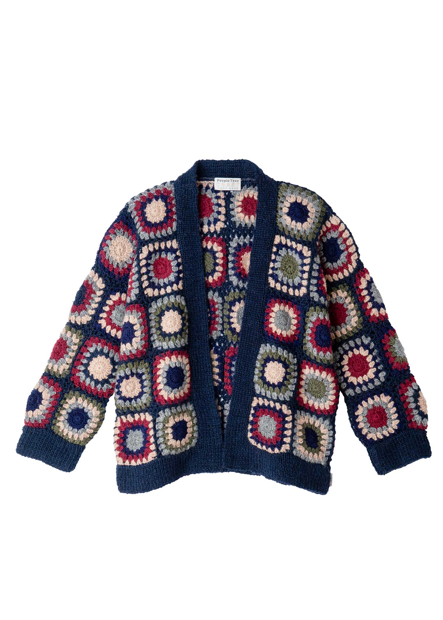 手編みパッチワークニットカーディガン