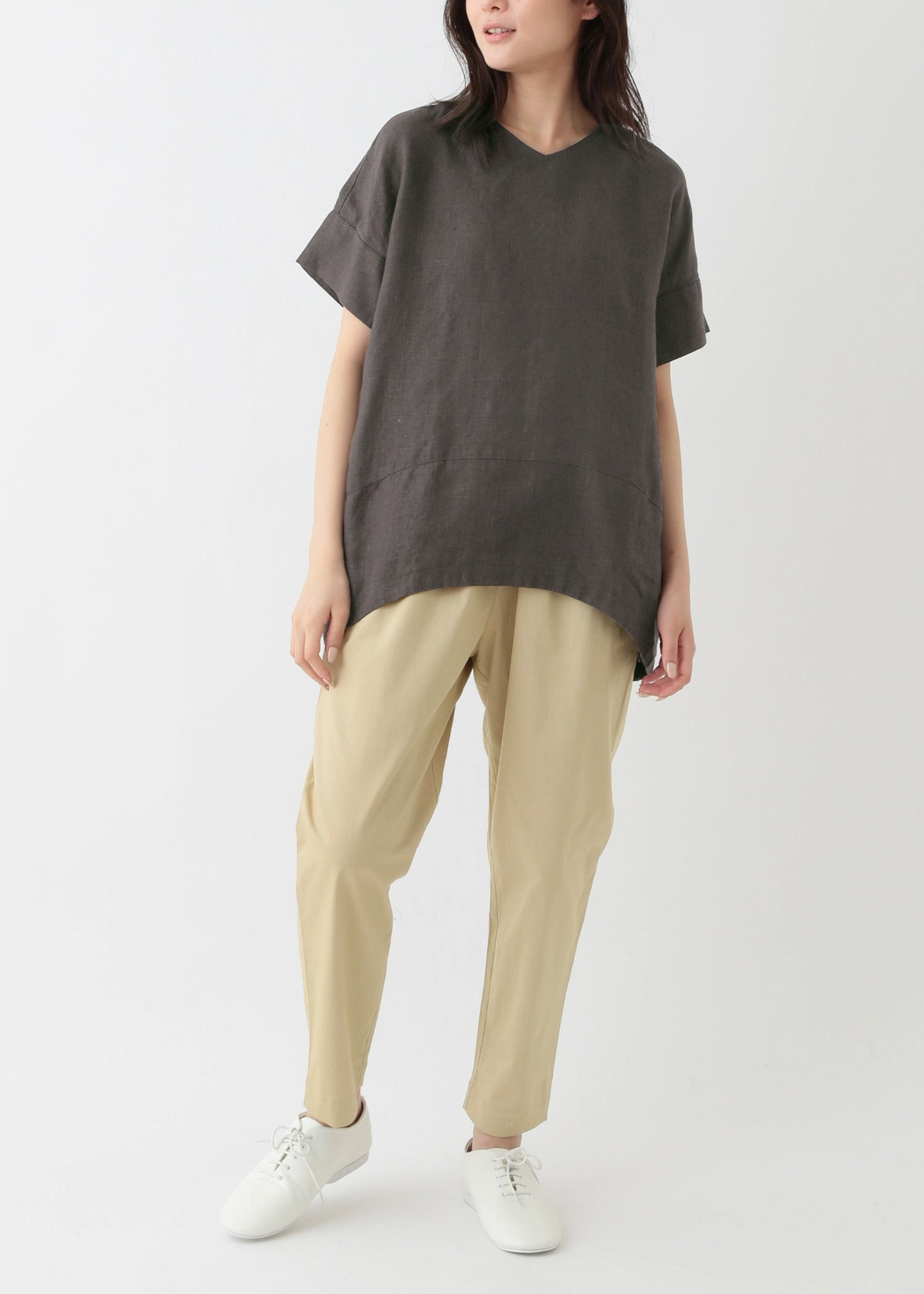 オーガニックコットンツイル テーパードパンツ