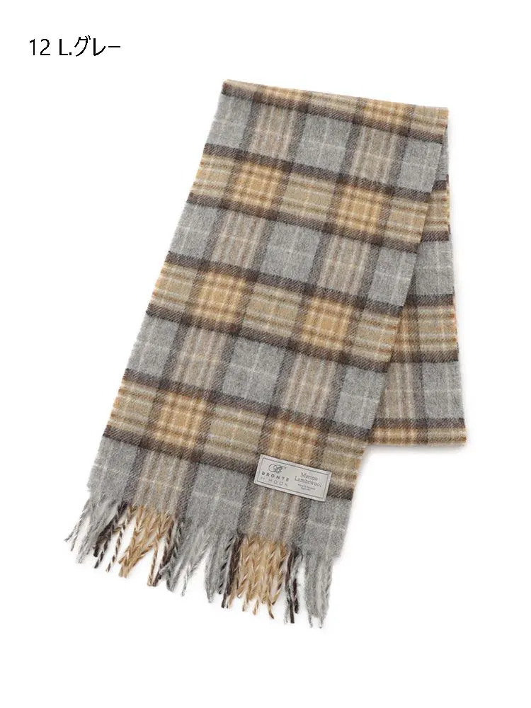 L．グレー インポート【MOON】マフラー チェック グレー/ベージュ