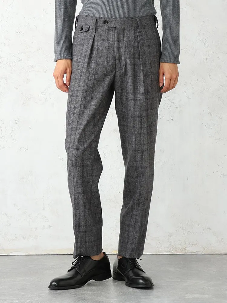 インポート【REDA】グレンチェック ワンタックスラックス ミディアム