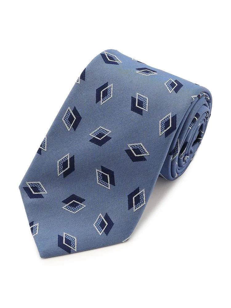 ワイン クラシコ レギュラーネクタイ 幾何学柄 ワイン/ブルー/ネイビー