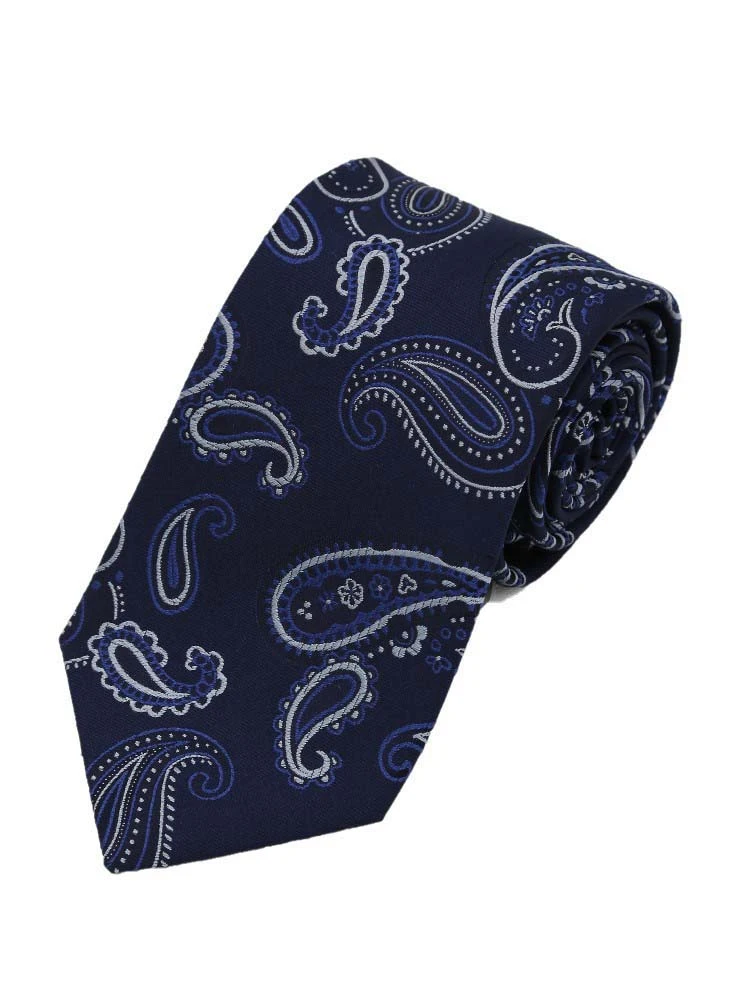 ネイビー ペイズリー柄ネクタイ グレー/ブラウン/ネイビー | P.S.FA