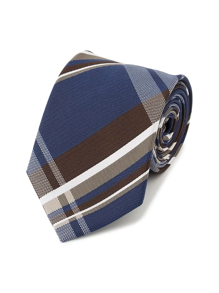 ネイビー レギュラーネクタイ チェック柄 ワイン/グリーン/ネイビー
