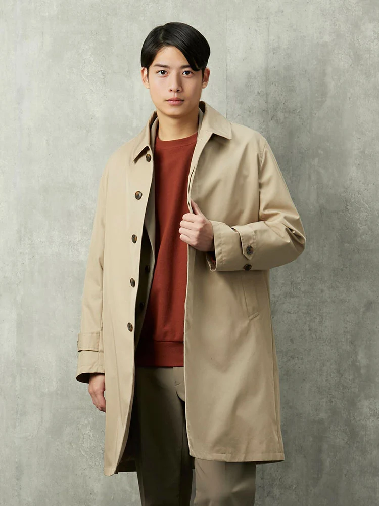 ベージュ BESTE コットンナイロン ステンカラーコート ベージュ