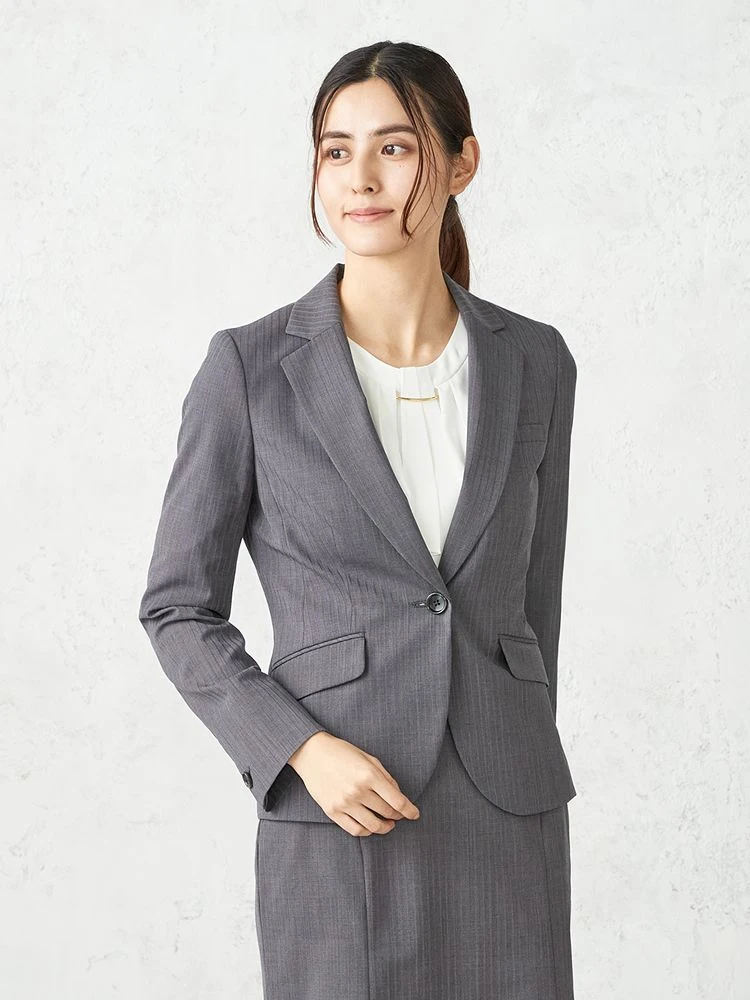 M．グレー 軽量ペーパープレス 2WAYストレッチ ジャケット ネイビー