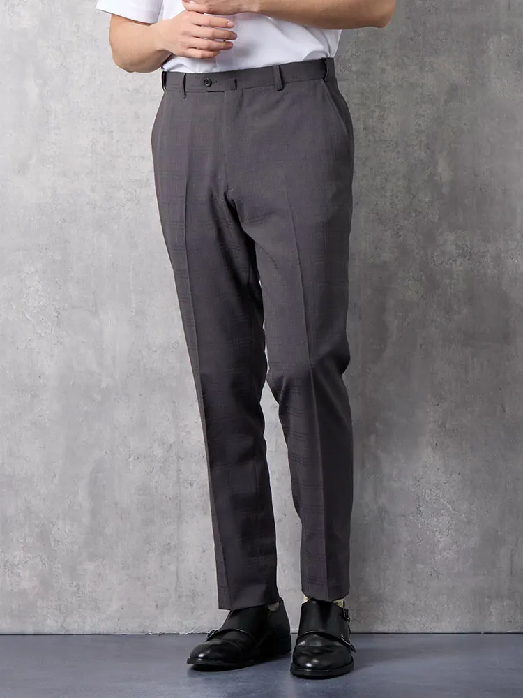 洗える/ストレッチ】シャドウチェック スラックス グレー | P.S.FA公式通販