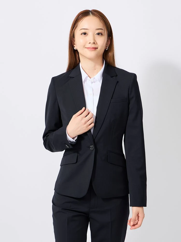 ブラック ラク美スーツ テーラージャケット ブラック/ネイビー | P.S.