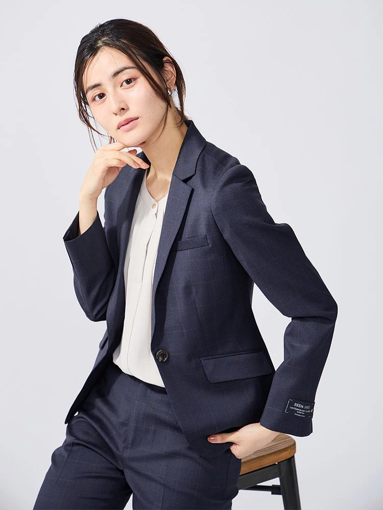ネイビー インポート【REDA】スーツ テーラードジャケット チェック柄