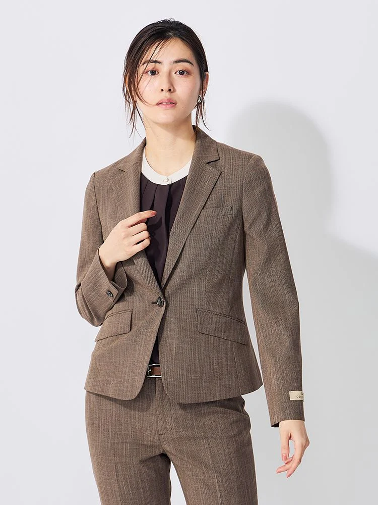 デレガントスーツ スラブ調ジャケット 千鳥格子柄 ブラウン | P.S.FA