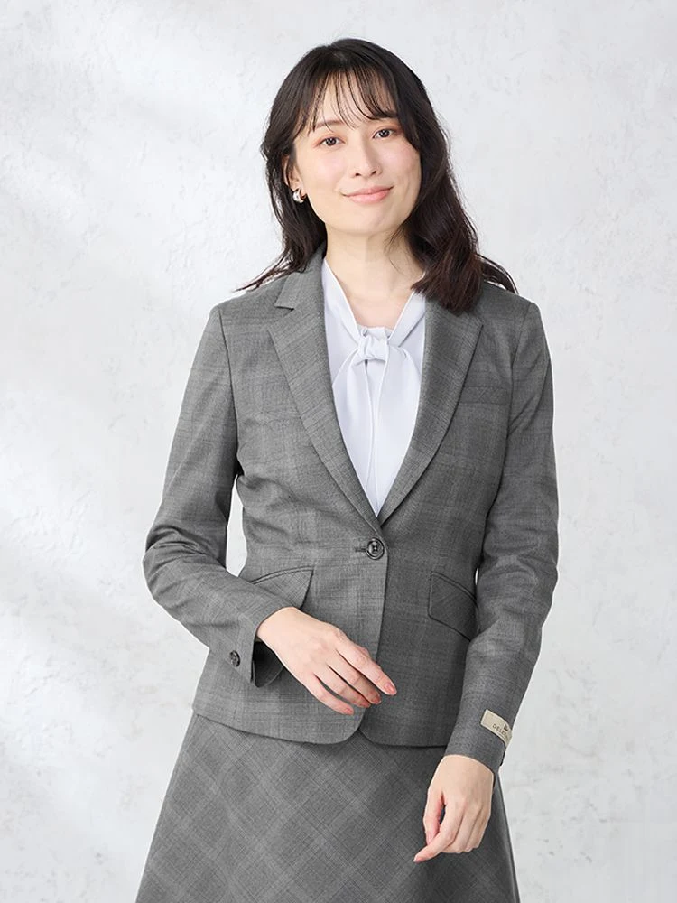 M．グレー デレガントスーツ ジャケット グレンチェック柄 グレー