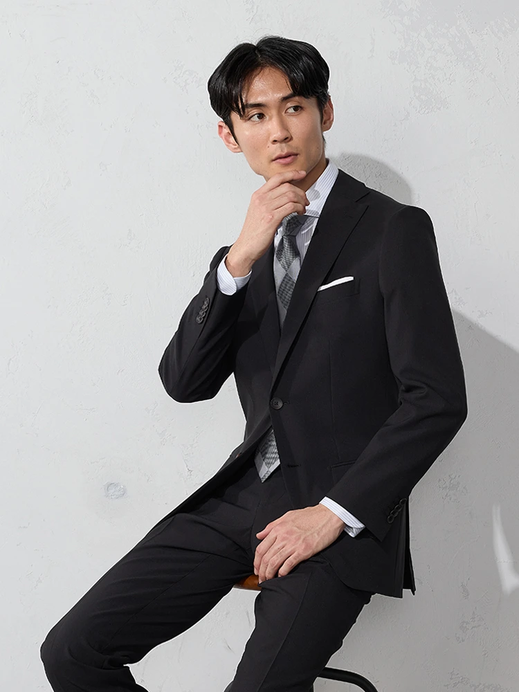 上下洗える/高通気】WEB限定スーツ 4WAYストレッチ ストライプ