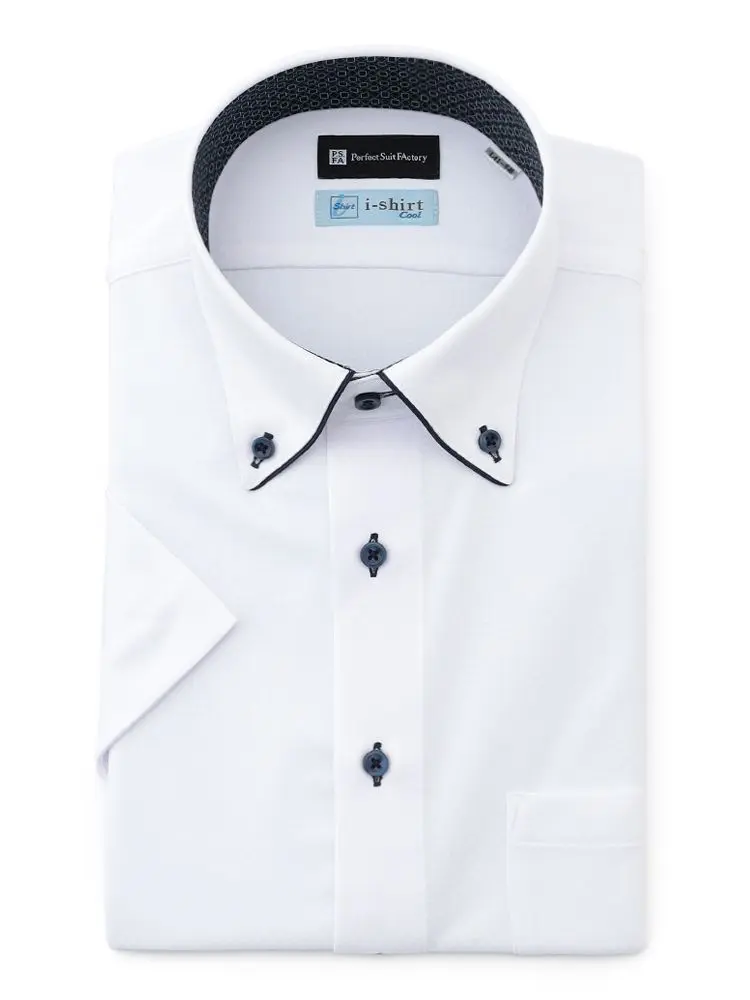 L．グレー 【冷感/完全ノーアイロン】半袖アイシャツ【アイスセンサー