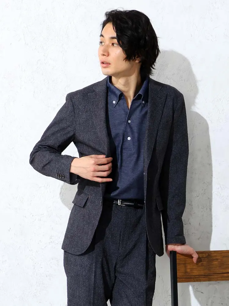 ブラック 【上下洗える/EDWIN】CHILL OUT ジャケット スクエアサッカー