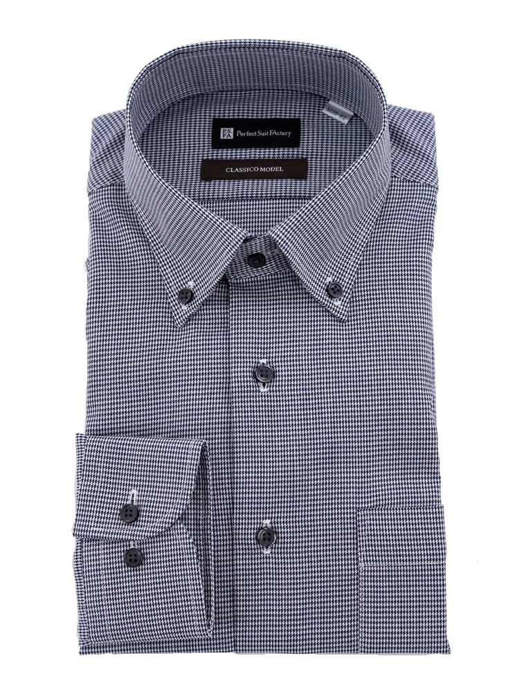 ノンアイロン】長袖ワイシャツ【クラシコ】千鳥柄 ネイビー | P.S.FA