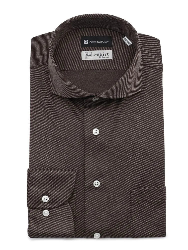 ブラック 【完全ノーアイロン】長袖アイシャツ カッタウェイ デニム