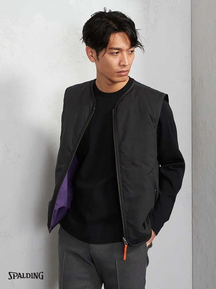 ブラック SPALDING リバーシブルベスト ネイビー/ブラック | P.S.FA