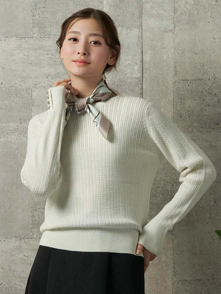 オフホワイト イタリー糸 ミニケーブルニット オフホワイト/イエロー