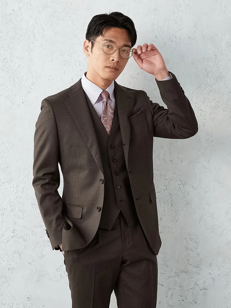 ブラウン 【Super110'S】REDA×TRANS CONTINENTS ウール100