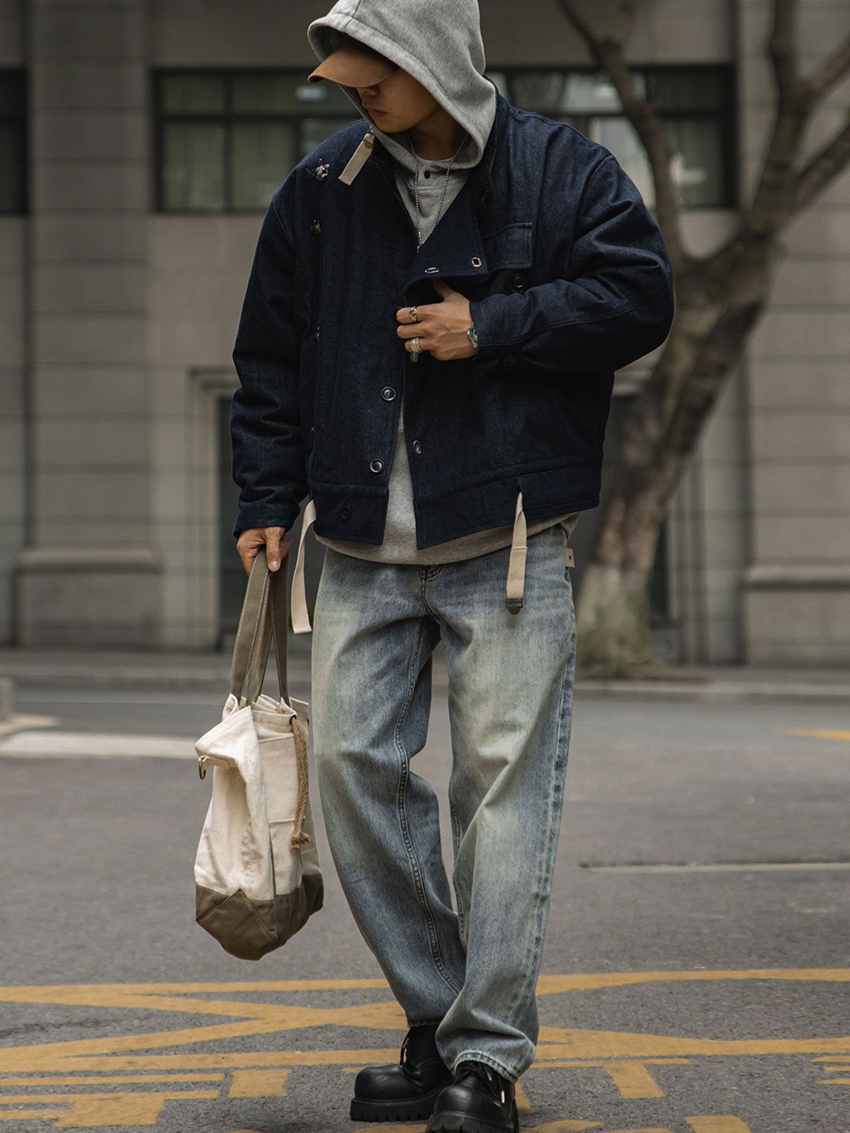 スウェーデン デニム バイカージャケット シープスキン型 -PESSOA CLUB