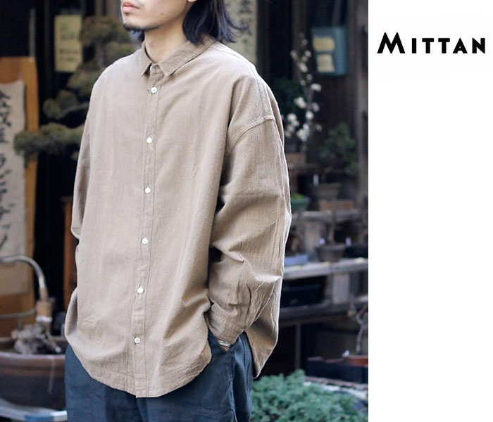 ミッタン MITTAN 綿絹楊柳ビッグシャツ（草木染）COTTON SILK WILLOW