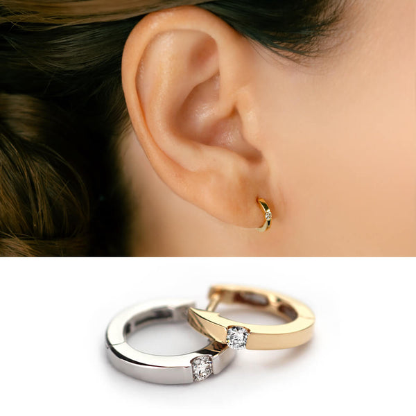 K18 プラチナ ダイヤモンドフープピアス│引っかからない・片耳用