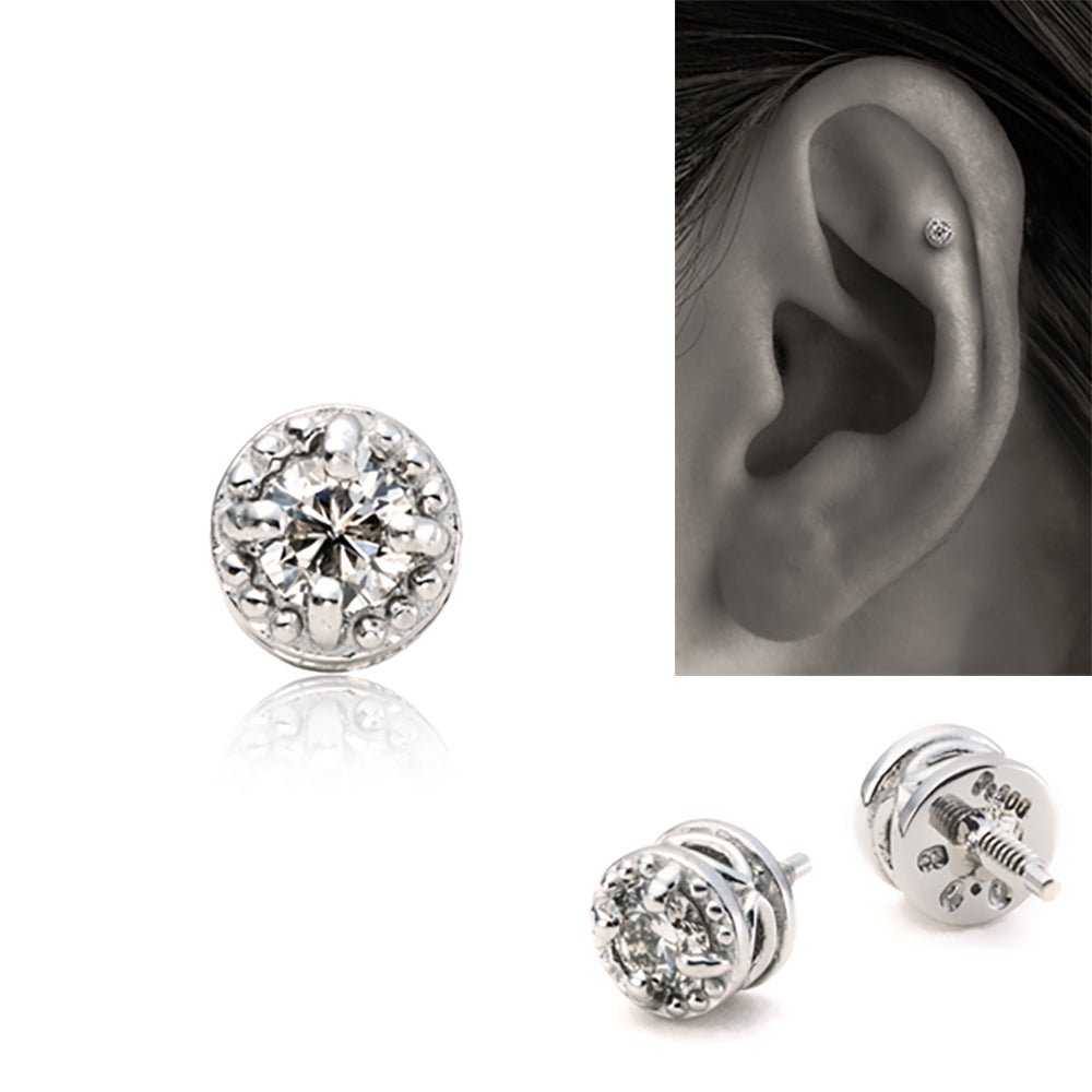 K18 プラチナ ダイヤモンド ボディピアス│アンテナヘリックス