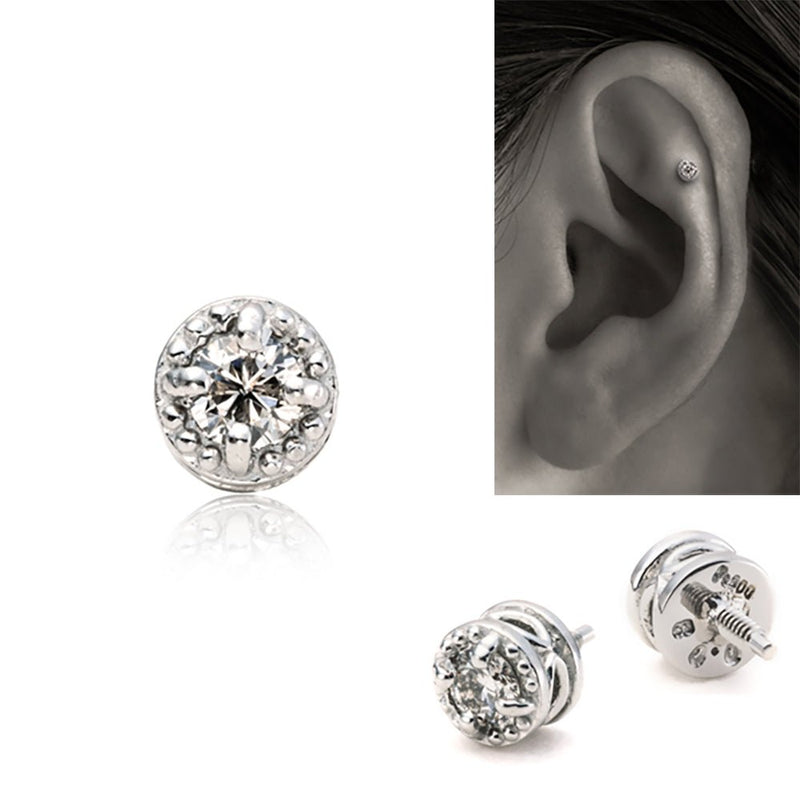 K18 プラチナ ダイヤモンド ボディピアス│アンテナヘリックス