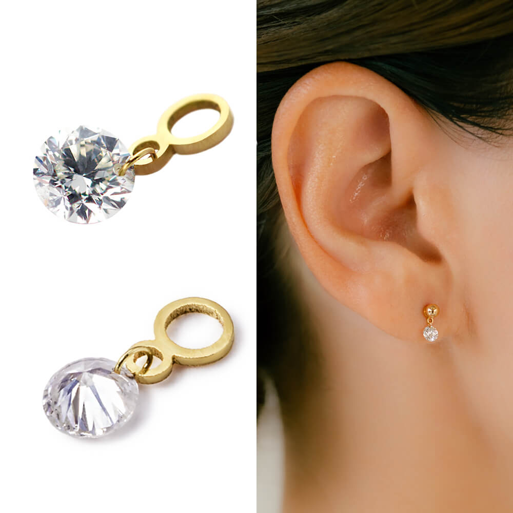 ラウンド ハートモチーフ ピアス用チャーム│ゴールド プラチナ