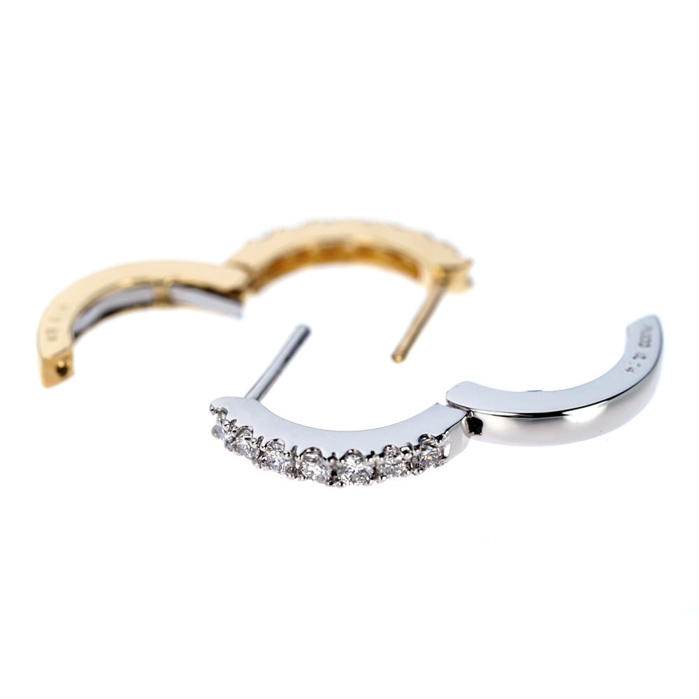 軟骨ピアス用ダイヤモンドフープピアス K18金イエローゴールドor