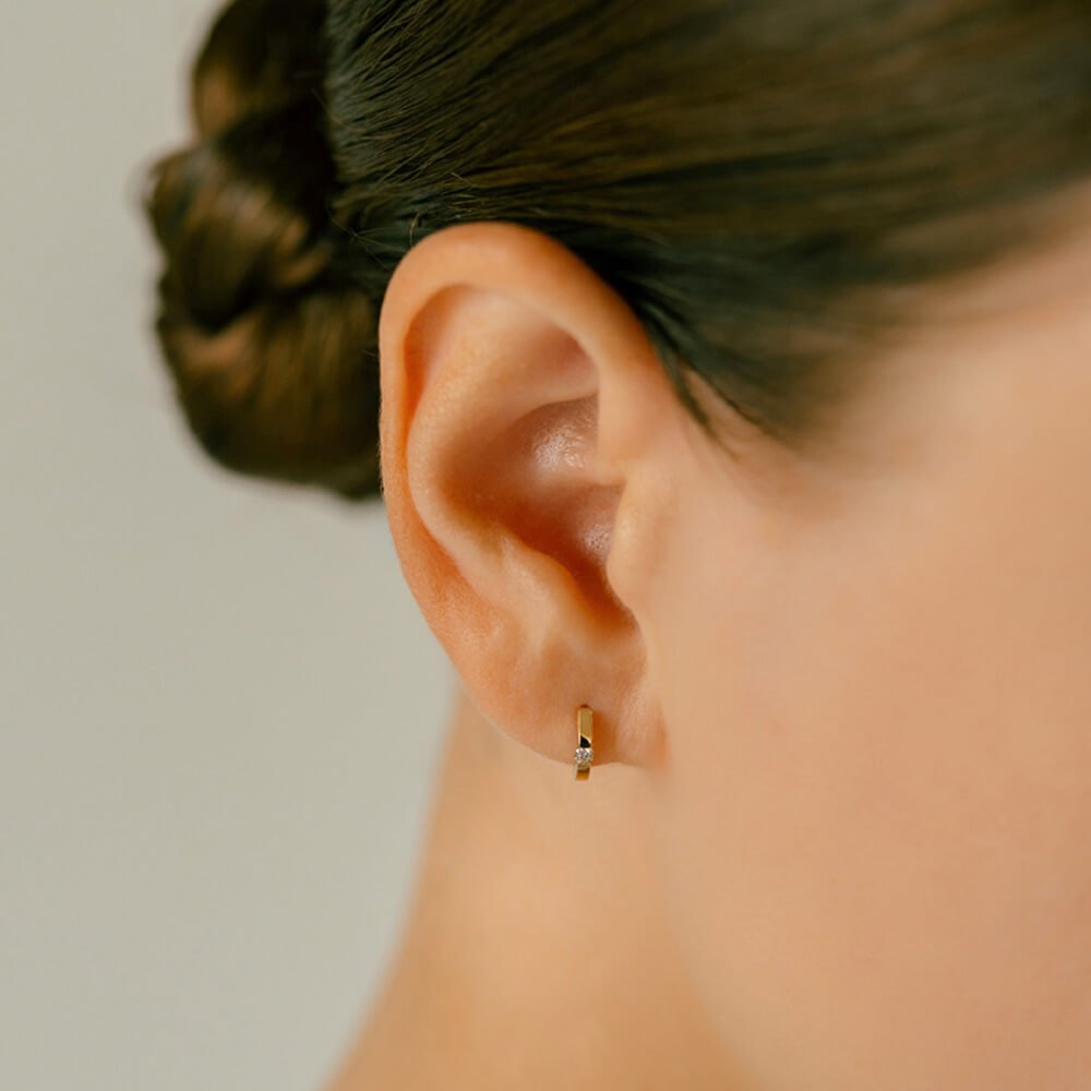 K18 プラチナ ダイヤモンドフープピアス│引っかからない・片耳用