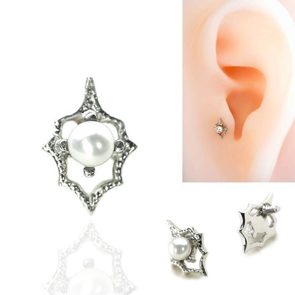シードパール ボディピアス│アウターコンク・ヘリックスに天然淡水