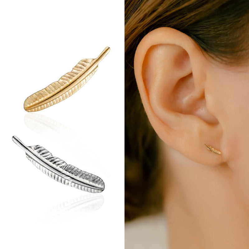 羽のピアス│K10フェザー ボディピアス。1本の羽を軟骨ピアスに – PICOLLET