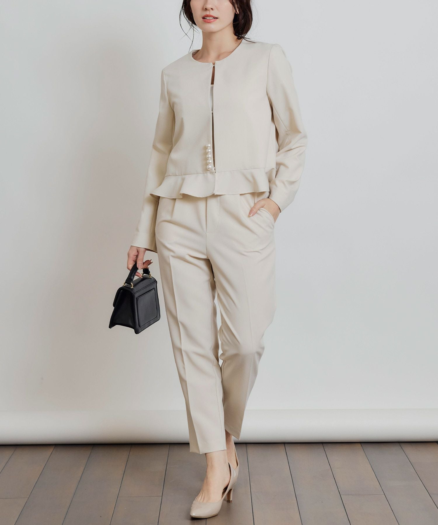 セットアップ可能】ペプラムパールジャケット | PICCIN (ピッチン