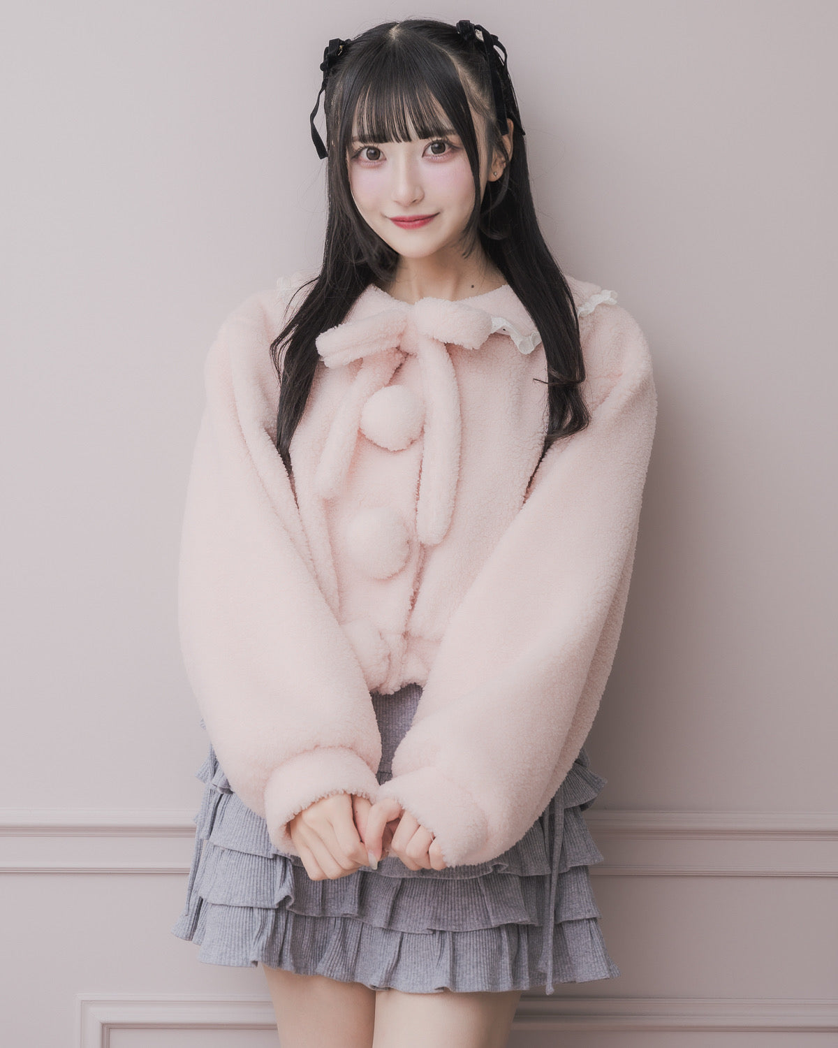 コットンレースカラーボアコート – pium