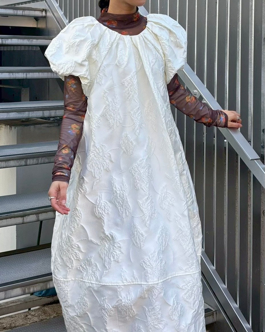 Balloon sleeve cocoon dress