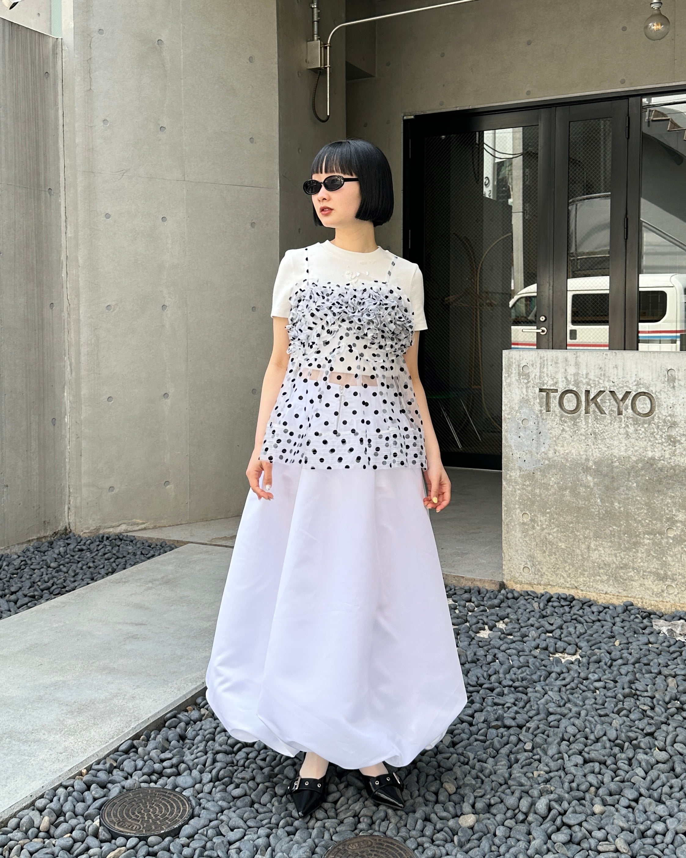 Wave gathered peplum bustier (dot)