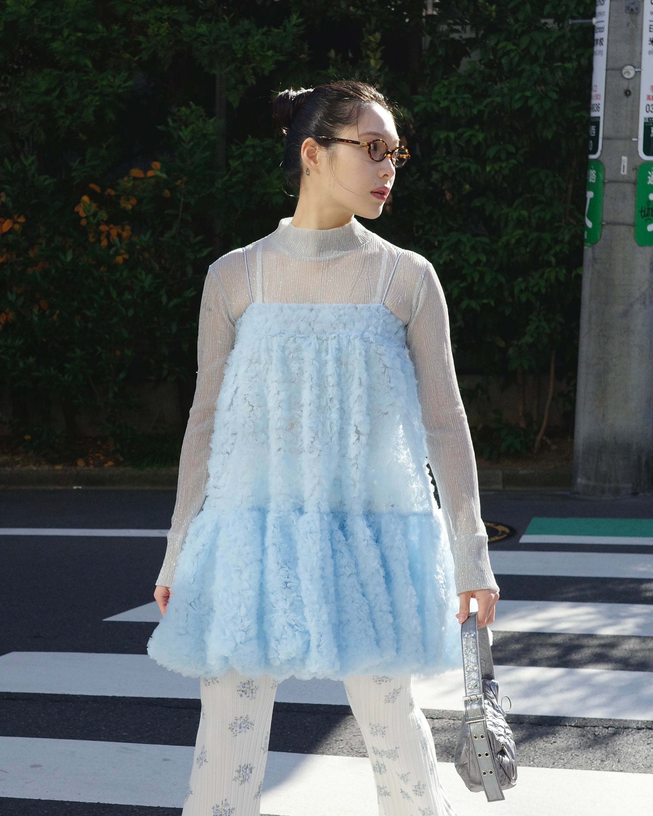 Tulle balloon tunic (light blue)