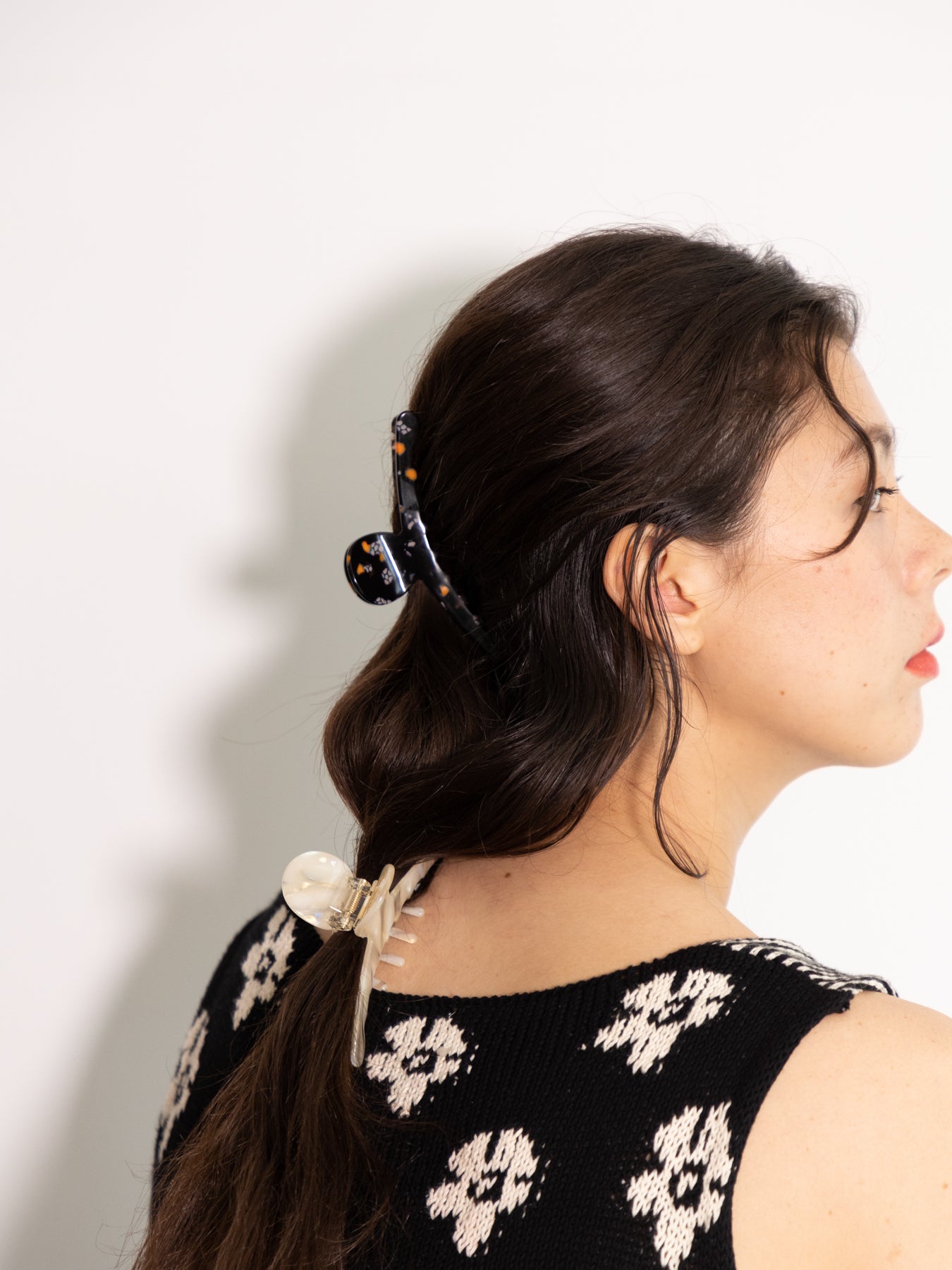 big skinny hair clip chocolate shell – POTETE