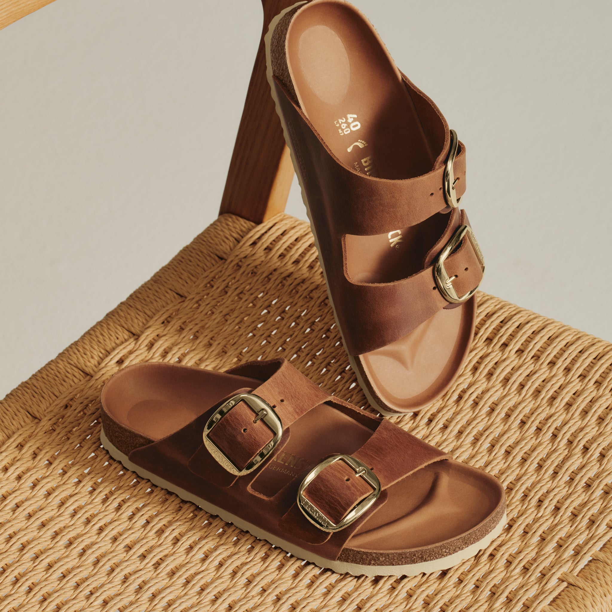 Birkenstock Arizona Big Buckle Sandal in Cognac Oiled Leather