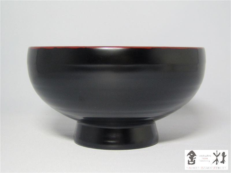 赤木明登作 奥羽汁椀 中 黒 124×68mm 400cc