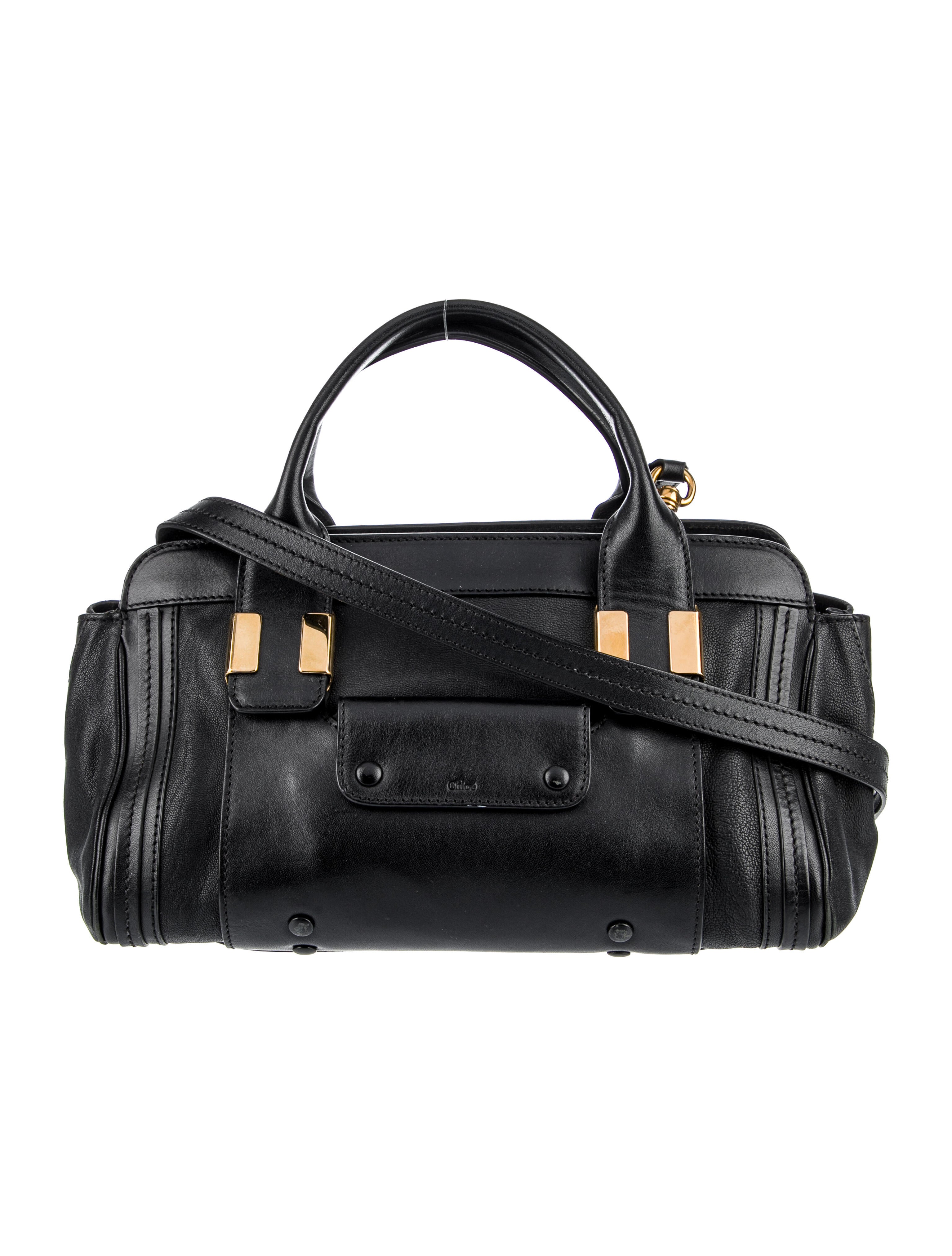 Chloé Alice Leather Handle Bag w/ Strap - Black Handle Bags