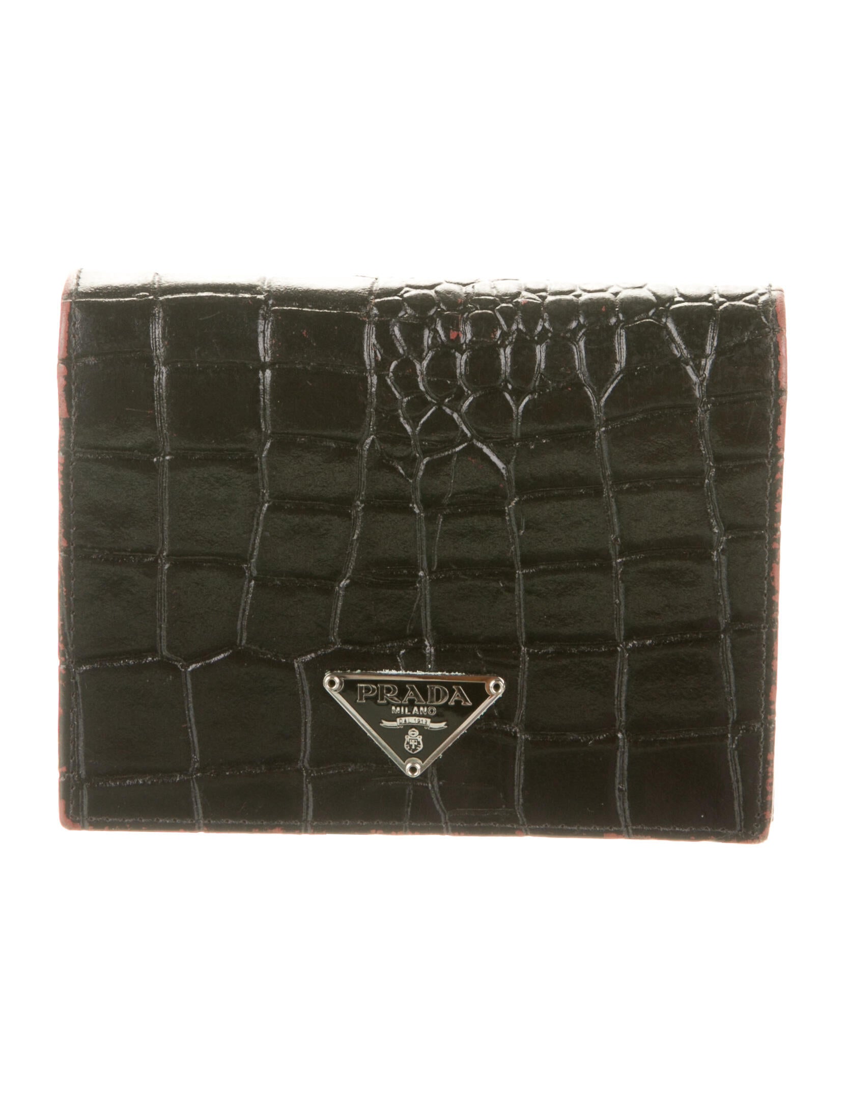 Prada Crocodile Compact Wallet - Black Wallets, Accessories